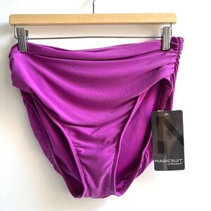 Magicsuit Miraclesuit High-Waisted Ruched Swim Bikini Bottom Orchid Purple US 16